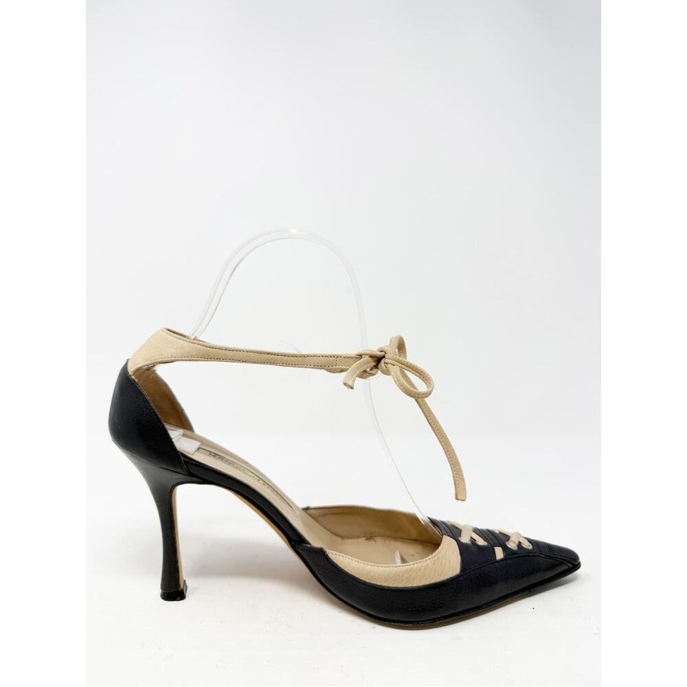 Manolo Blahnik Vintage Lace Up Pointed Toe Heels Womens Size EU 36.5 - Picture 5 of 12